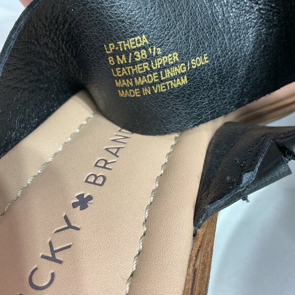 Lucky Brand Women's Black Leather Platform Sandals Size 8 M - Picture 5 of 9